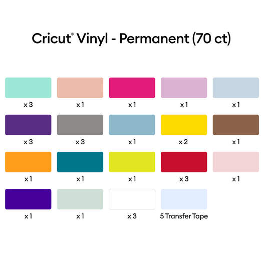 Vinyl, Ultimate Sampler Permanent (70 ct) Cricut Shop