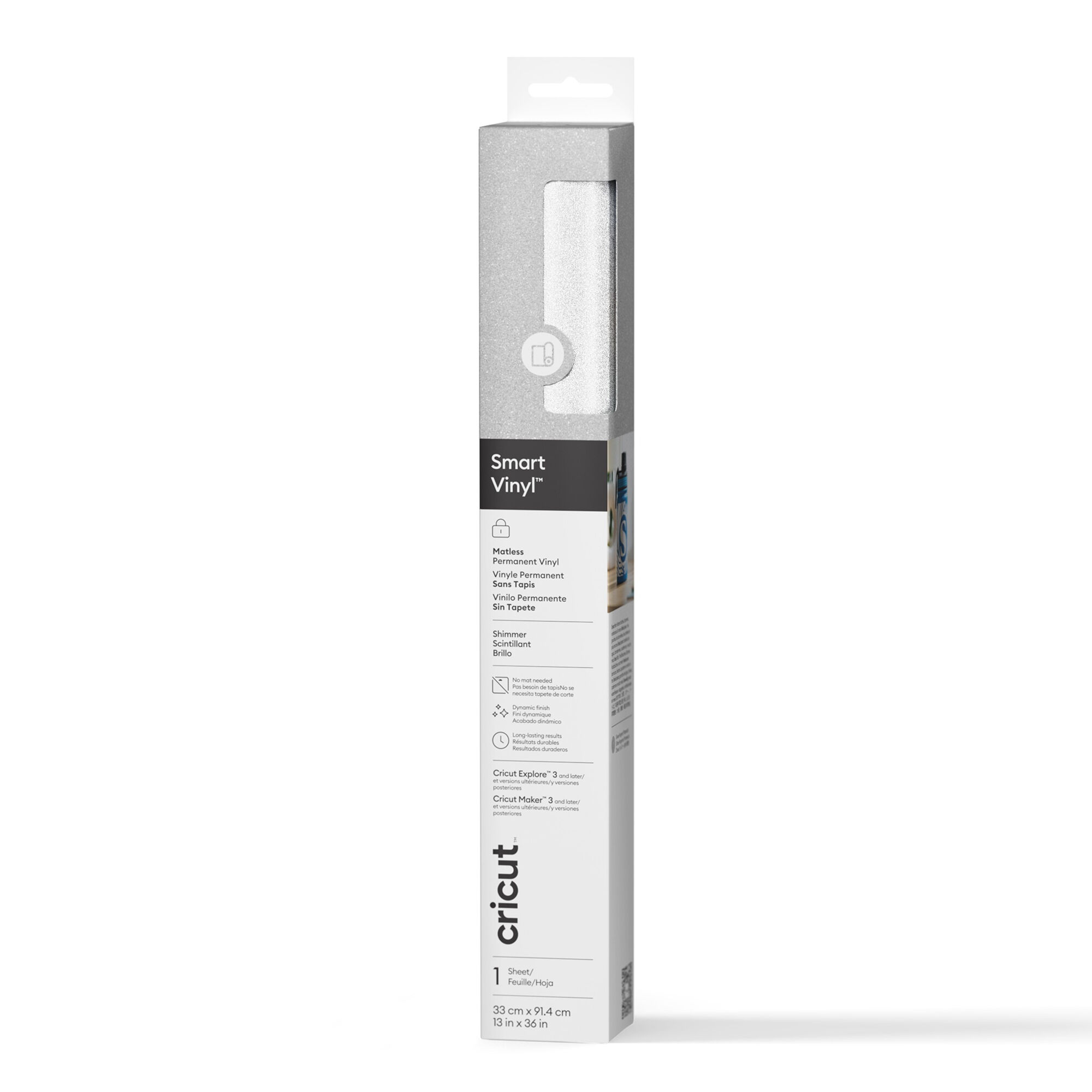 Smart Vinyl™ – Permanentes Schimmer-Vinyl Ohne Schneidematte (33 X 91,4 Cm / 13 X 36 Zoll) , Weiß | White