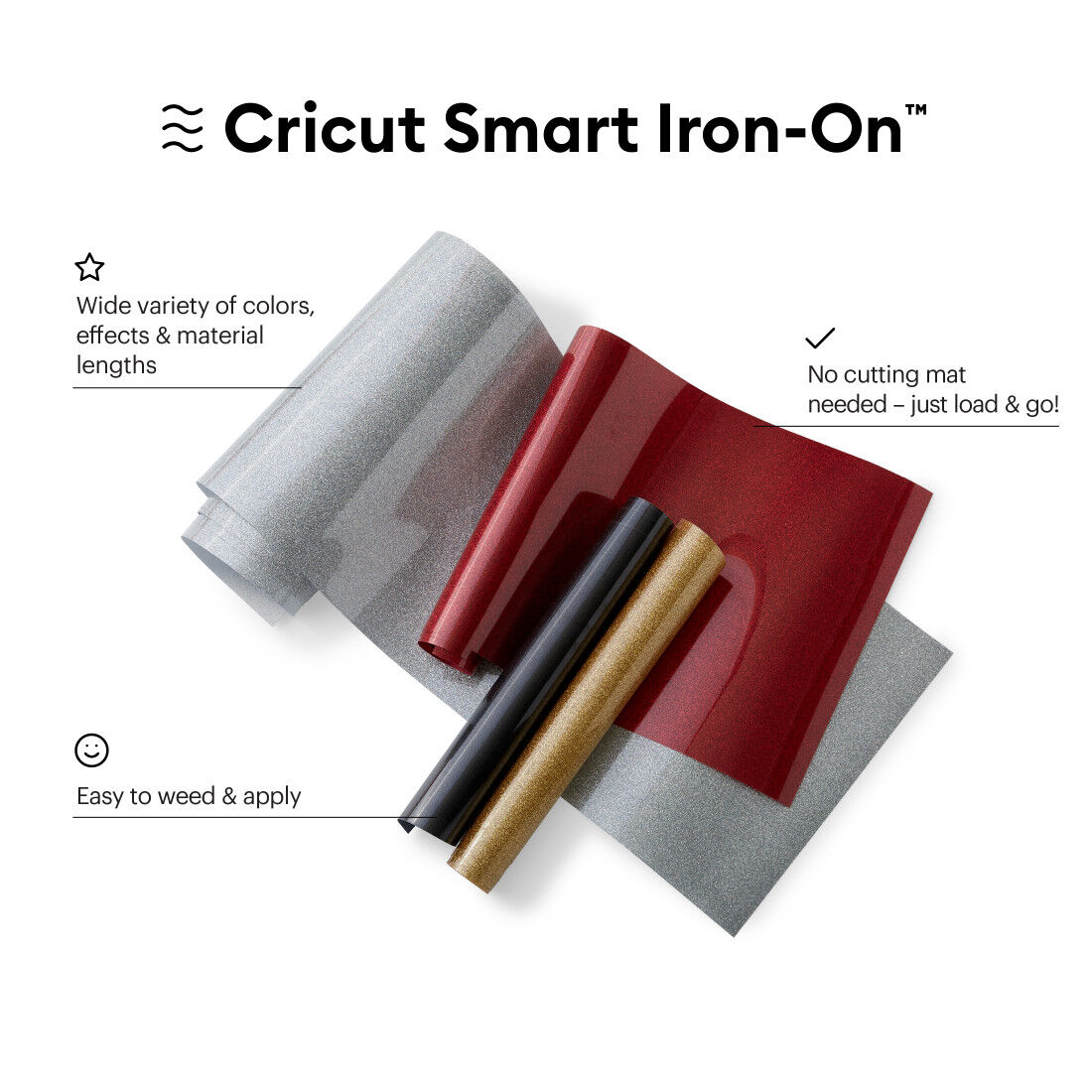 Cricut Smart Iron-On Heat-Transfer Vinyl – Glitter Gold, 1 Rolle à 2,7 M (9 Ft), Für Cricut Maker 3 & Explore 3