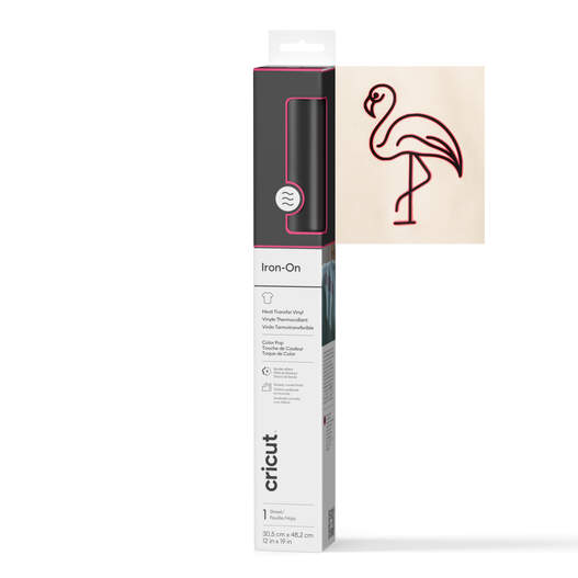 Pop-Farben Iron-On (30,5 x 48,3 cm / 12 x 19 Zoll), Schwarz, Neonpink