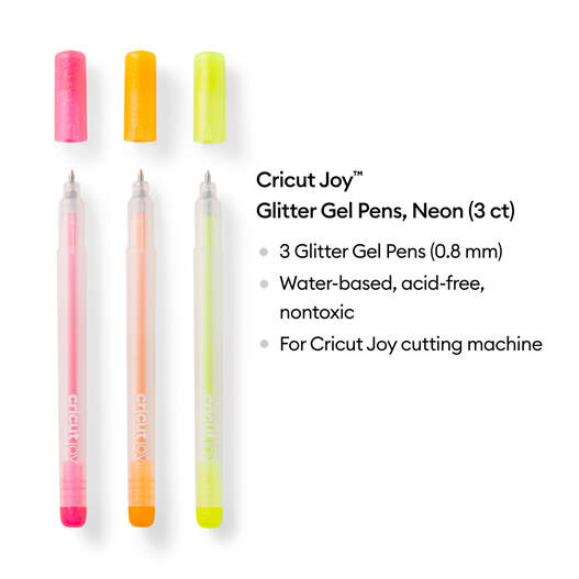 Stylos à encre gel pailleté Cricut Joy™ 0,8 mm, fluo (3 unités)