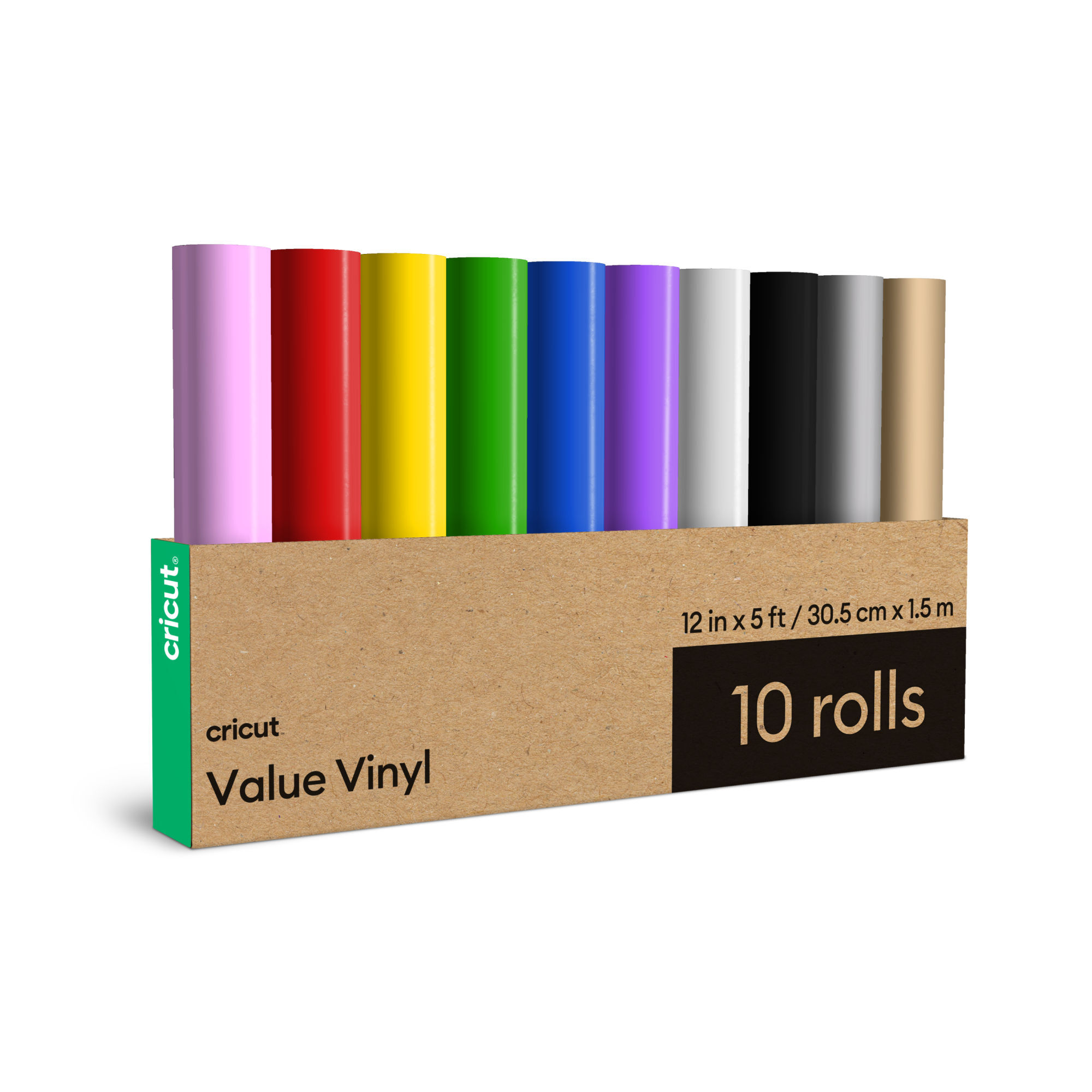 Cricut™ Value Vinyl | Rainbow Sampler – 12 in x 5 ft (10 Count)