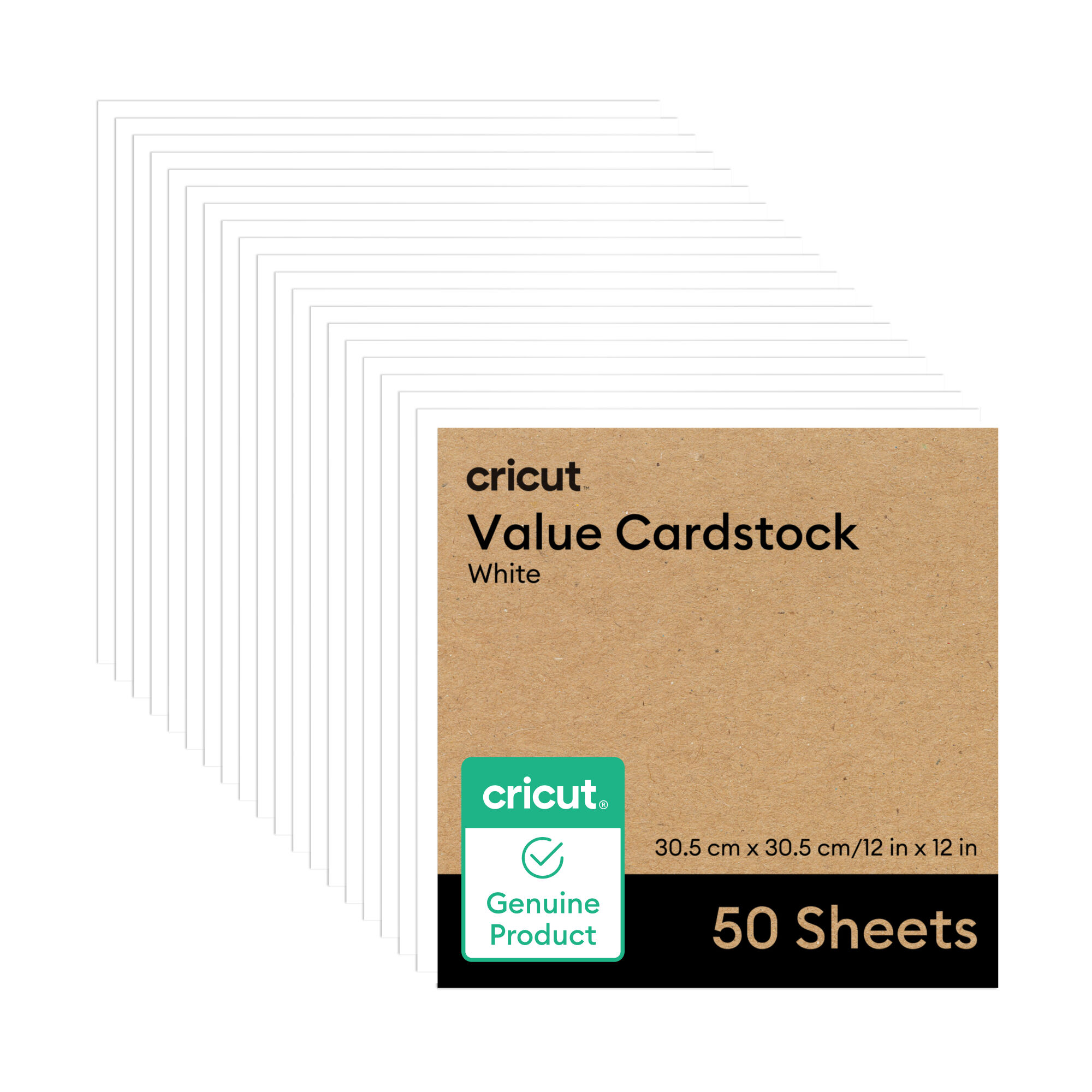 Cricut Value Cardstock – 12 in x 12 in (50 Count) | White