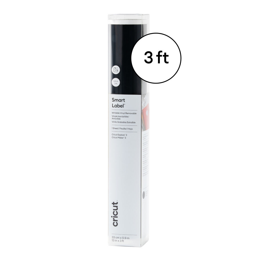 Smart Label Beschreibbares Vinyl – Ablösbar, Schwarz (0,9M, 3 Fuß) | Black