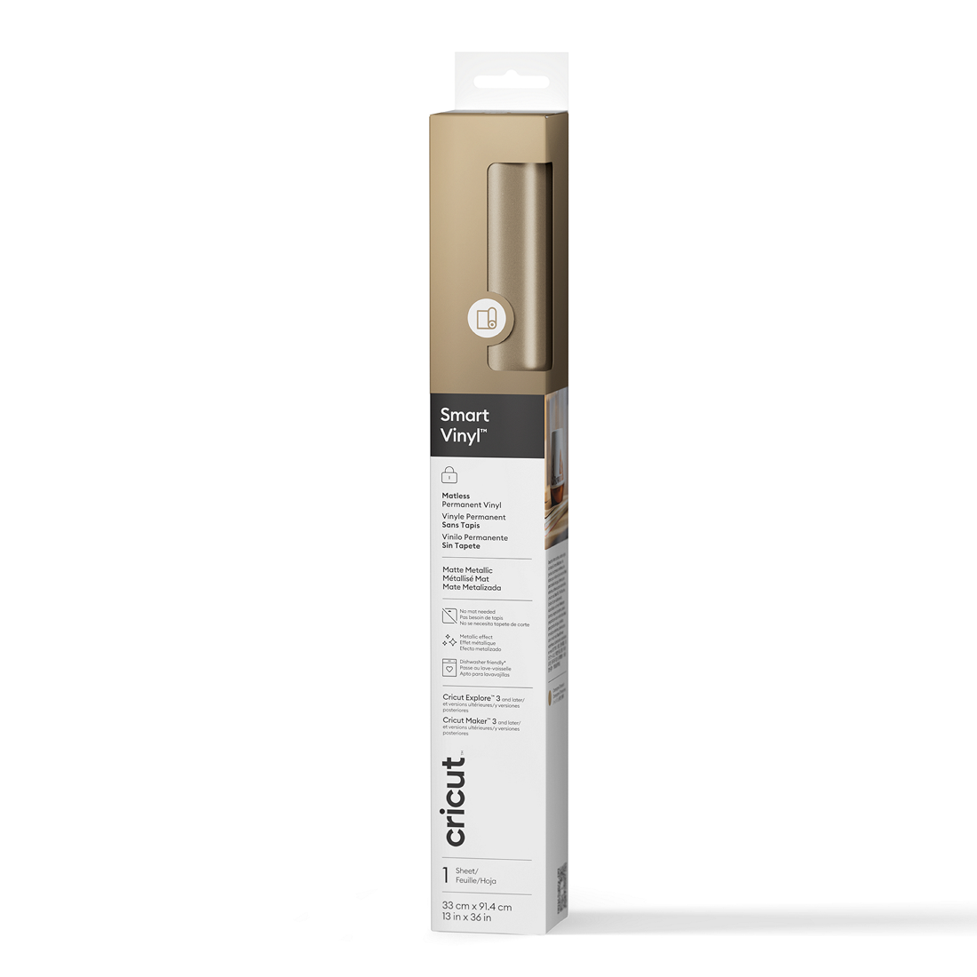 Cricut Smart Vinyl Matte Metallic | Permanent (0.9 m / 3ft) | Champagne