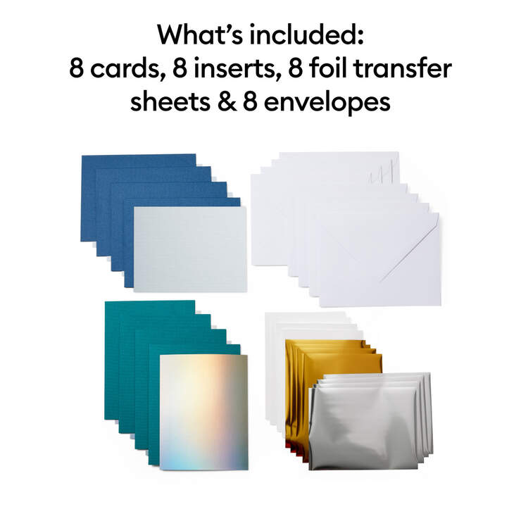 Cricut Joy™ Foil Transfer Insert Cards, Blue Lagoon Sampler - A2 Cricut Joy™ Foil Transfer Insert Cards, Blue Lagoon Sampler - A2