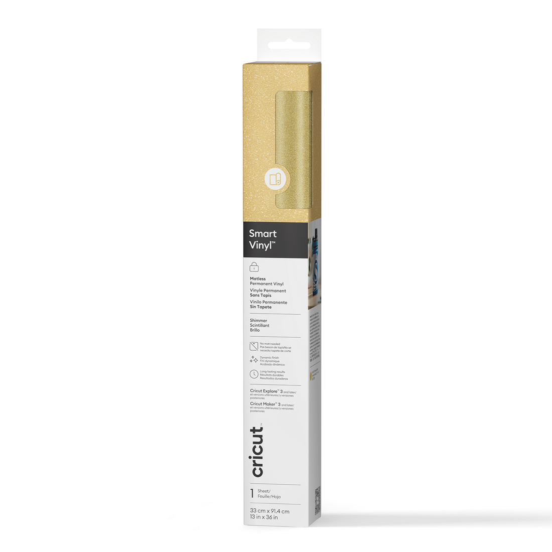 Cricut™ Smart Vinyl™ Shimmer | Permanent (0.9 m / 3ft) | Gold
