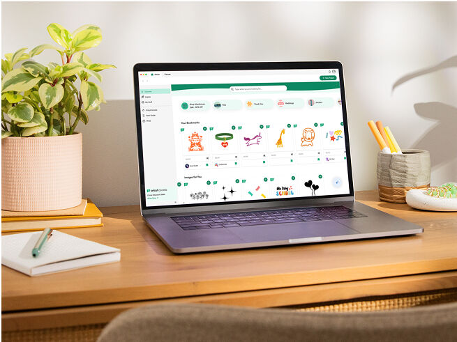Laptop computer open with Cricut Design Space pulled up on the screen