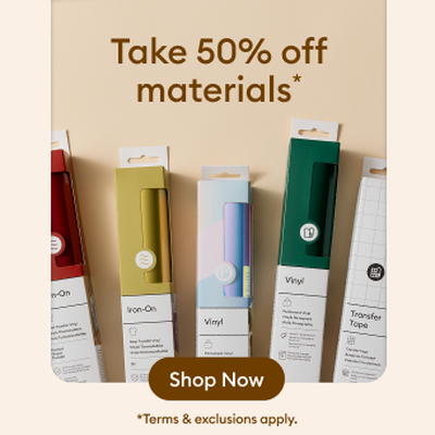 Save 50% on materials