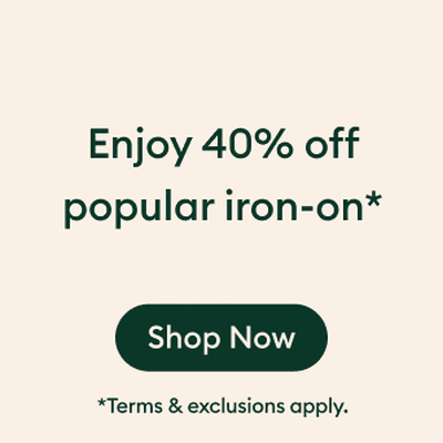 Save 40% on iron-on