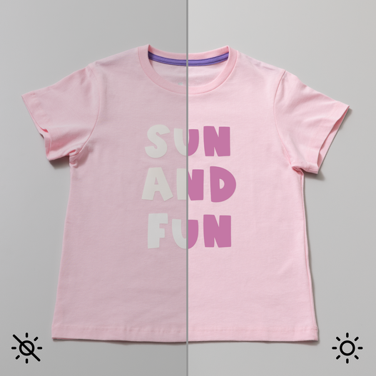 UV-Activated, Color-Changing Iron-On,  White - Pink