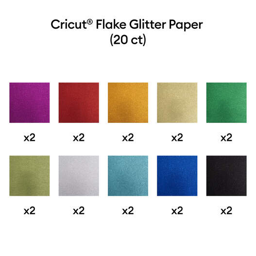 Cricut&reg; Flake Glitter Paper, Rainbow Sampler - 12 in x 12 in (20 ct)
