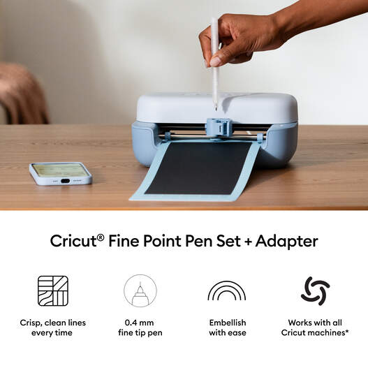 Cricut&reg; Fine Point Pens 0.4 mm, Black (2 ct) + Adapter