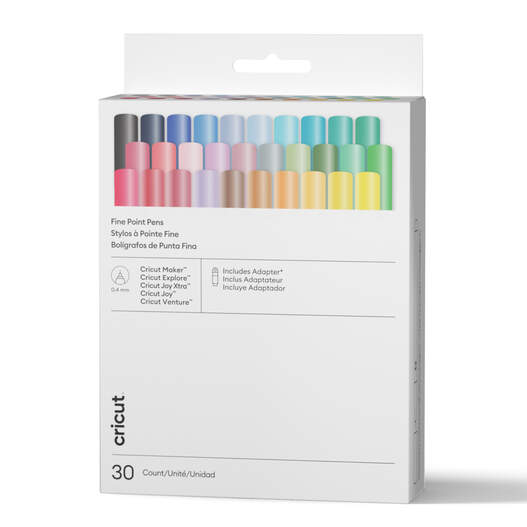 Cricut&reg; Fine Point Pens 0.4 mm, Ultimate Sampler (30 ct) + Adapter