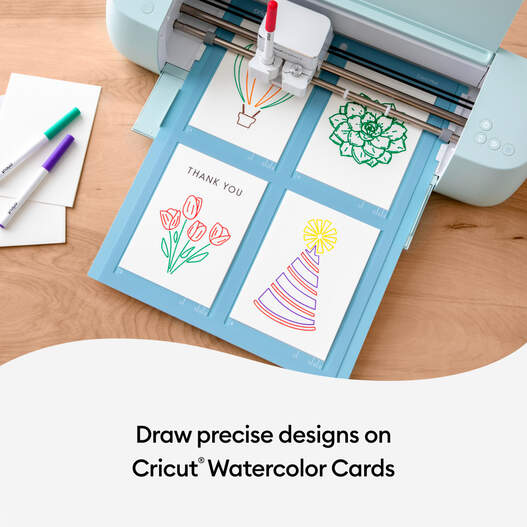 Cricut S40 Watercolor Cards with Cricut Peacock Gel Pen Set and 2x2 Card  Mat Bundle - DIY Card Making Projects and Crafts, Create Custom Handmade