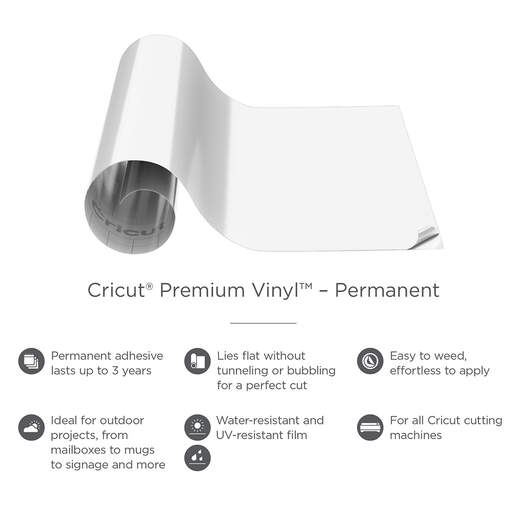 Cricut Premium Vinyl True Brushed Permanent - Black - 12 x 48 in