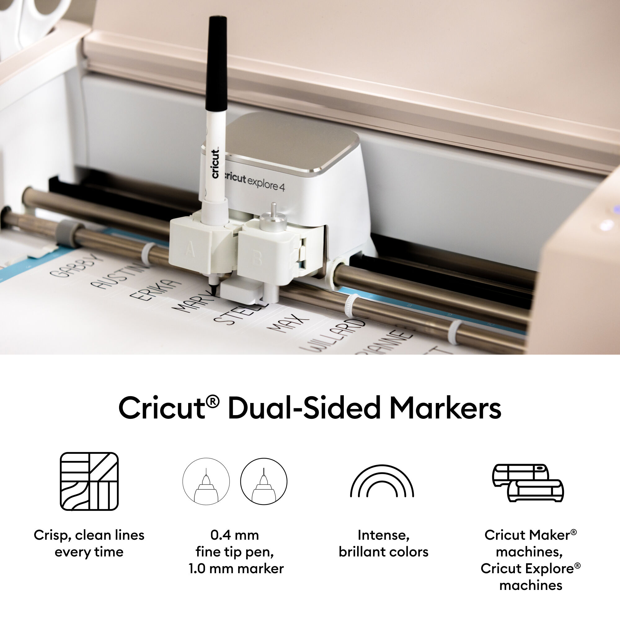 Marcadores Cricut de doble punta 0,4 mm y 1,0 mm en máquina Cricut