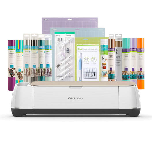 Certified Refurbished Cricut Maker® + Essentials Bundle + Cricut Access™ Subscription, Champagne