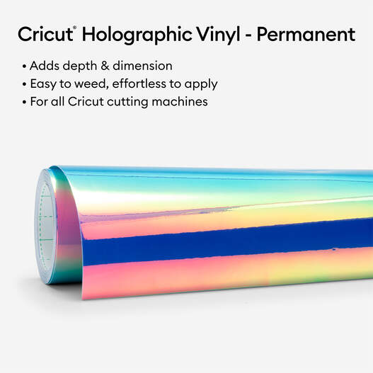 Cricut Holographic Blue Permanent Vinyl 6ct Bundle with Standard Grip Mat  and Weeder Tool.