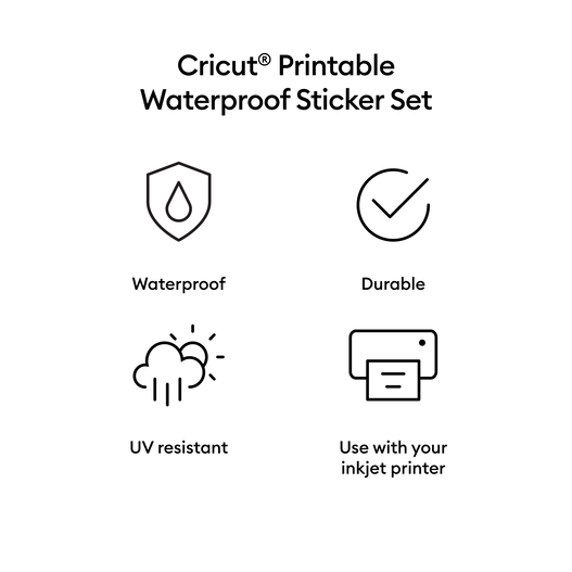 Cricut® Printable Waterproof Sticker Set - 8.5 in x 11 in (20 ct) Cricut® Printable Waterproof Sticker Set - 8.5 in x 11 in (20 ct)