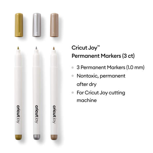 Cricut Joy Metallic Markers 1.0, Gold/Silver/Blue (3 count), Medium Point
