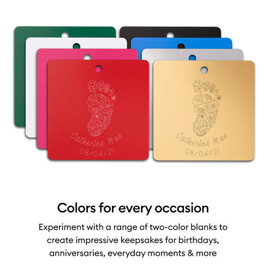 Cricut&reg; Two-Color Engraving Blanks, Square - 3 in (8 ct), 3 mm thick