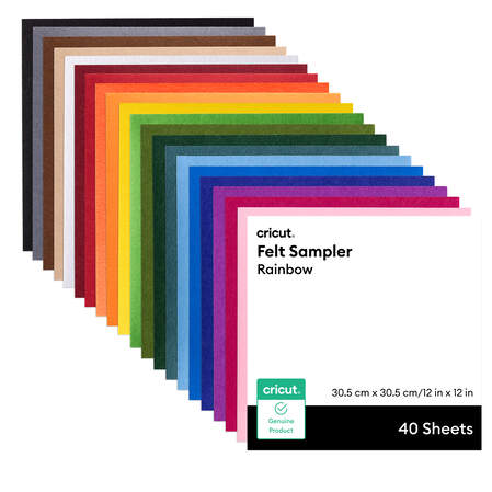 Cricut&reg; Felt Sampler, Rainbow &ndash; 12 in x 12 in (40 ct)