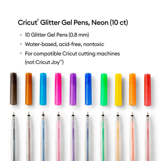 Cricut Joy Glitter Gel Pens 0.8 mm, Rainbow (10 ct)