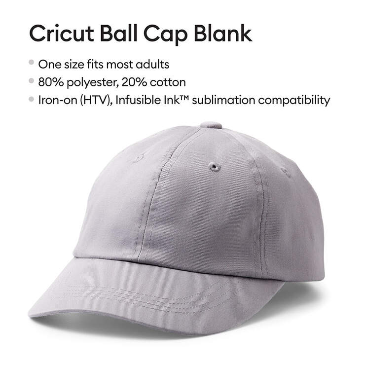 Cricut Ball Cap Hat Blank, Gray | Cricut Shop