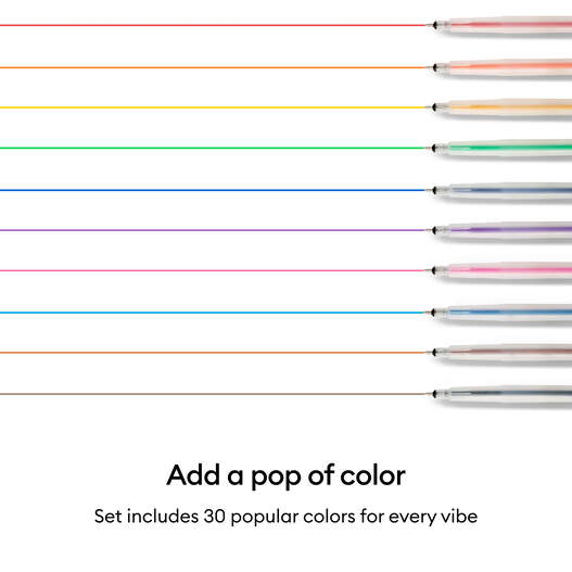 Cricut&reg; Gel Pens 1.0 mm, Ultimate Sampler (30 ct) + Adapter