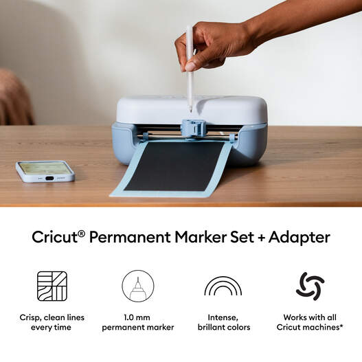 Cricut&reg; Permanent Metallic Markers 1.0 mm, Gold/Silver/Copper (3 ct) + Adapter
