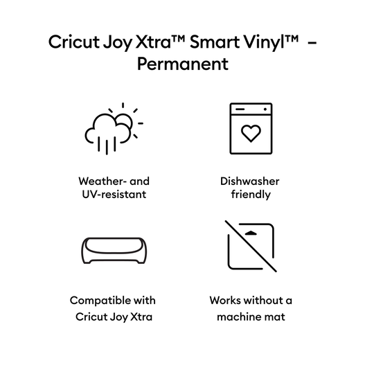 Cricut Joy Xtra Permanent Smart Vinyl - White, 9-1/2 x 3 ft