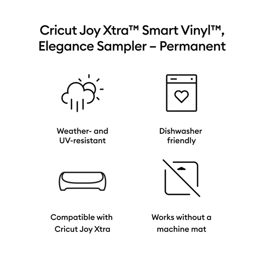 Cricut Joy Xtra™ Smart Vinyl™ – Permanent Sampler, Elegance (3 ct) Cricut Joy Xtra™ Smart Vinyl™ – Permanent Sampler, Elegance (3 ct)