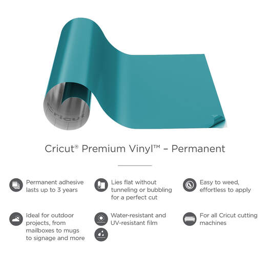 Feuille de vinyle adhésif permanent 'Cricut' Thermo réactif (froid) Bleu  clair/Turquoise 30.5 x61cm - La Fourmi creative