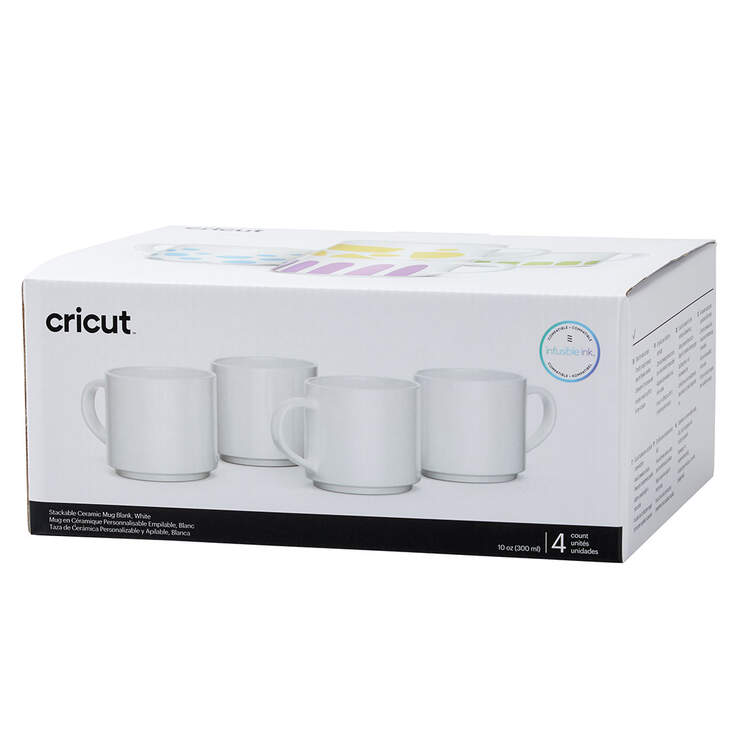 Stackable Ceramic Mug Blank, White - 10 oz/300 ml (4 ct) Stackable Ceramic Mug Blank, White - 10 oz/300 ml (4 ct)