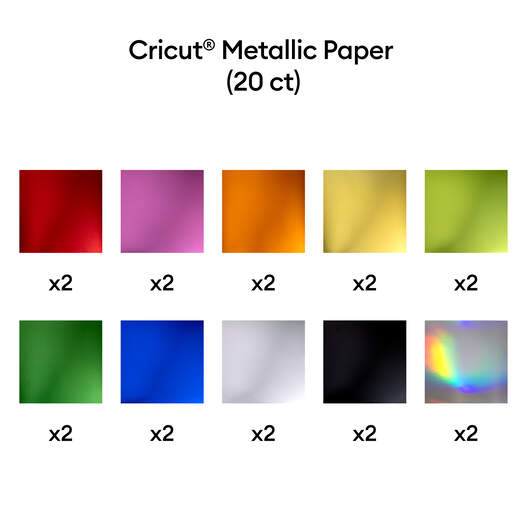 Cricut&reg; Metallic Paper, Rainbow Sampler - 12 in x 12 in (20 ct)