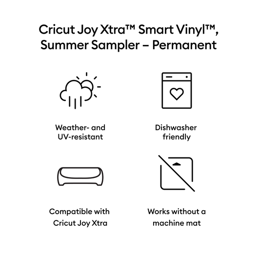 Cricut Joy Xtra Smart Vinyl - Permanent Sampler, Summer Edition (3 ct)