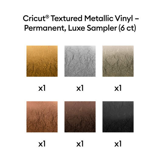 Cricut® Textured Metallic Vinyl – Permanent, Luxe Sampler - 12 in x 12 in (6 ct)