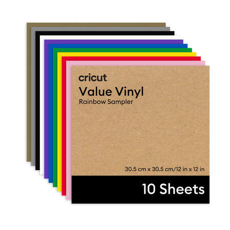 Cricut® Value Vinyl, Rainbow Sampler - 12 in x 12 in (10 ct) Cricut® Value Vinyl, Rainbow Sampler - 12 in x 12 in (10 ct)