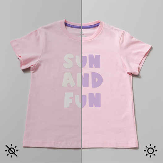 UV-Activated, Color-Changing Iron-On, White - Violet