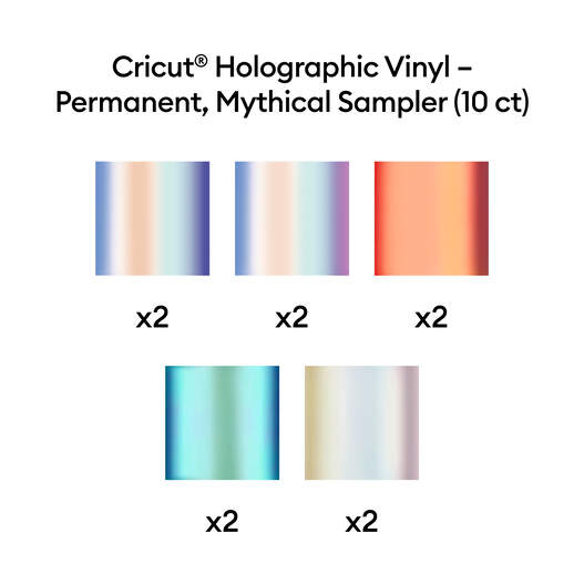 Cricut® Holographic Vinyl – Permanent, Mythical Sampler - 12 in x 12 in (10 ct)