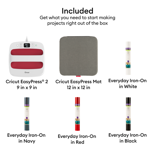 Cricut EasyPress&trade; 2, Raspberry  - 9" x 9" + Starter Kit