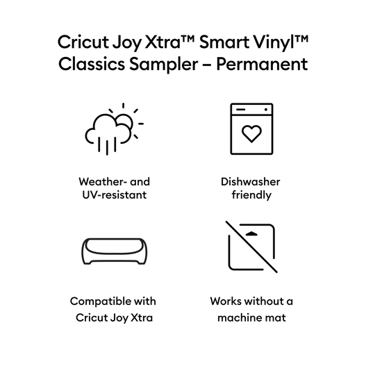  Cricut Joy Xtra Smart Removable Vinyl Classics Sampler, (9.5 in  x 12in), Temporary Vinyl for Craft & Décor, No Residue Easy Removable Smart  Vinyl