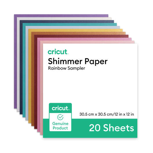 Cricut&reg; Shimmer Paper, Rainbow Sampler - 12 in x 12 in (20 ct)