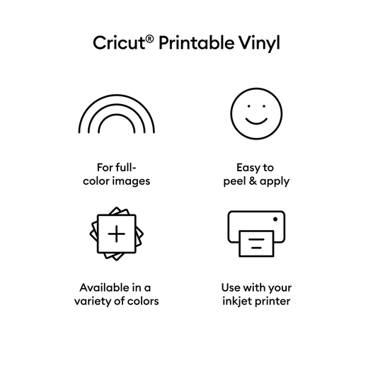 Cricut 2002636 Printable Vinyl 8.5 X 11 Sheets - Pack of 10
