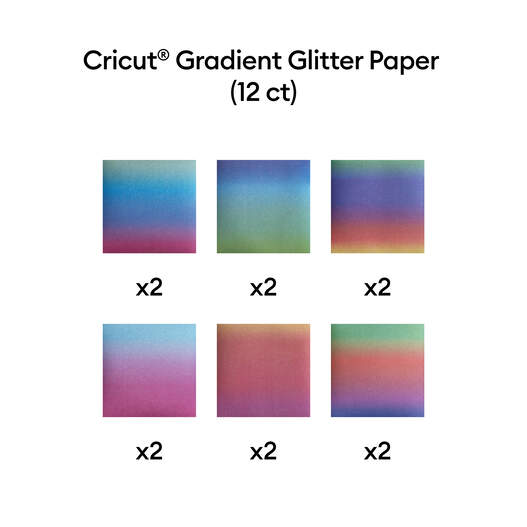 Cricut&reg; Gradient Glitter Paper, Rainbow Sampler - 12 in x 12 in (12 ct)