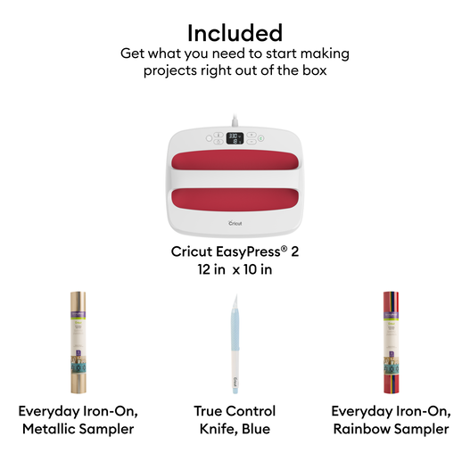 Cricut EasyPress&trade; 2, Raspberry  - 12" x 10" + Iron-On Kit