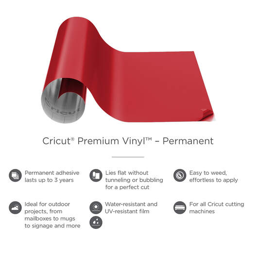 Cricut® Premium Vinyl™ – Permanent, Tomato Red, 12 x 48