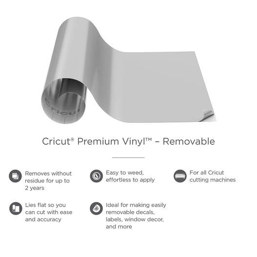 Cricut Premium Removable Vinyl Bundle - Black, White, Gold, Silver - M