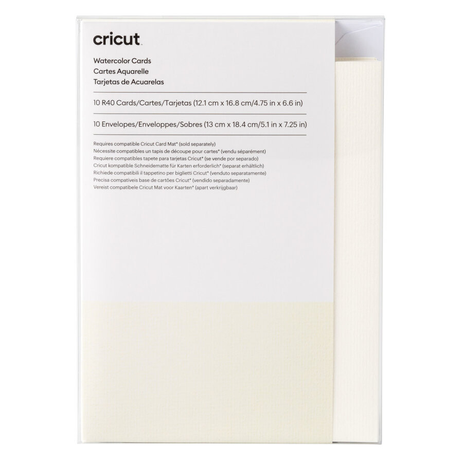 Tarjetas Cricut Watercolor R40 10U Blanco CRC-2009985 paquete frontal